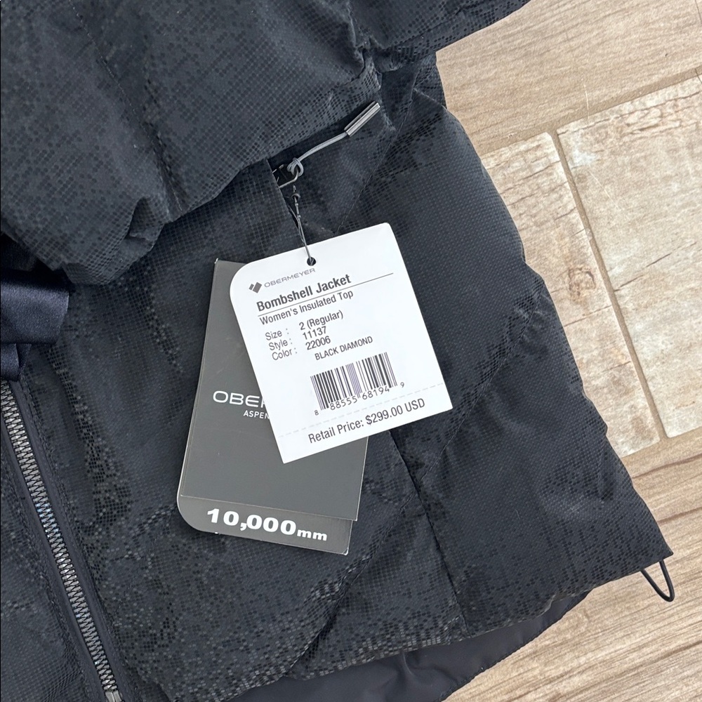 Obermeyer Women's Down Black Puffer Jacket with faux fur-trimmed Hood- NWT - Picture 4 of 8